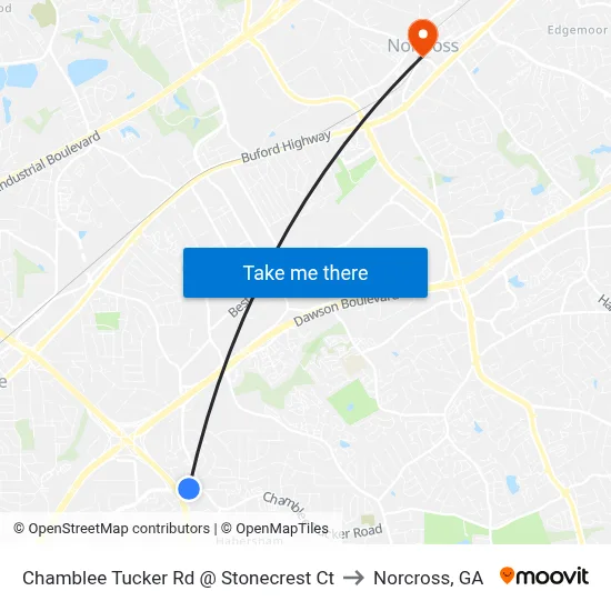 Chamblee Tucker Rd @ Stonecrest Ct to Norcross, GA map