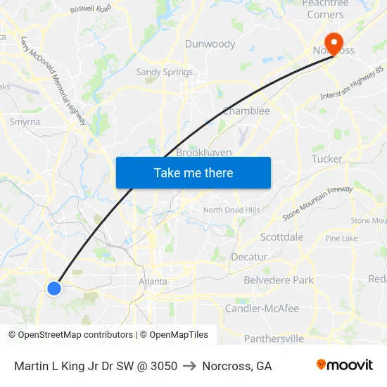 Martin L King Jr Dr SW @ 3050 to Norcross, GA map