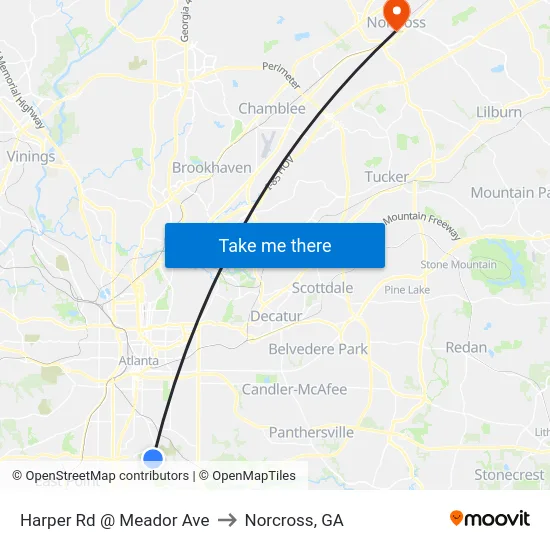 Harper Rd @ Meador Ave to Norcross, GA map