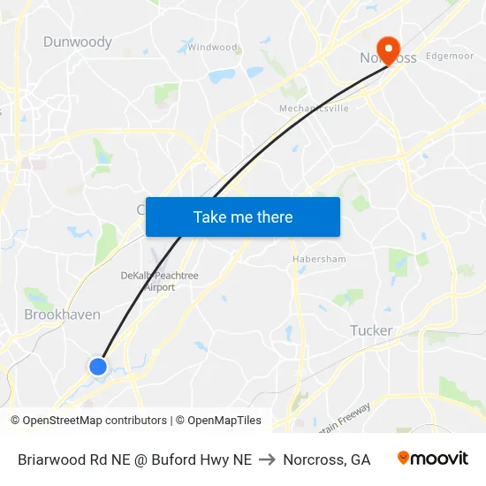 Briarwood Rd NE @ Buford Hwy NE to Norcross, GA map