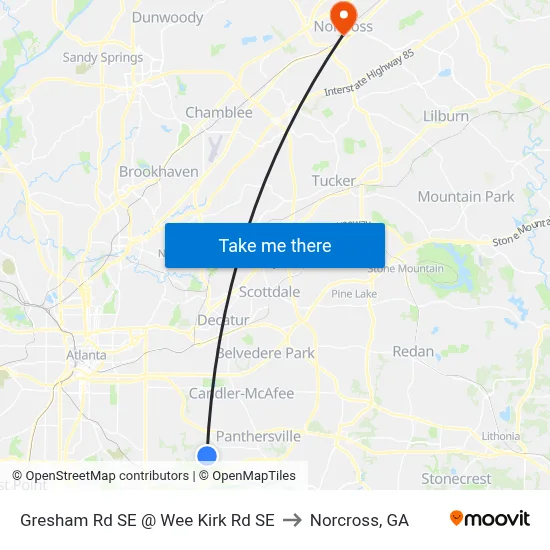 Gresham Rd SE @ Wee Kirk Rd SE to Norcross, GA map