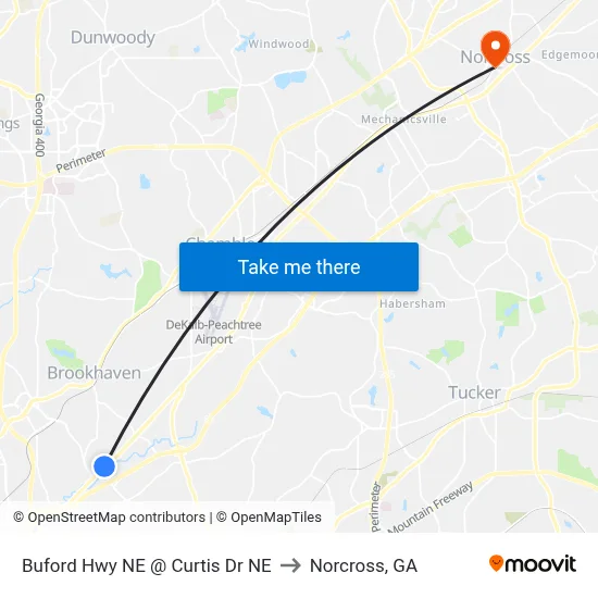 Buford Hwy NE @ Curtis Dr NE to Norcross, GA map