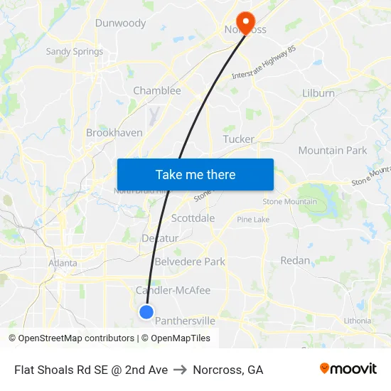 Flat Shoals Rd SE @ 2nd Ave to Norcross, GA map
