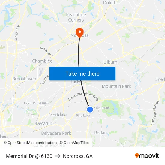 Memorial Dr @ 6130 to Norcross, GA map