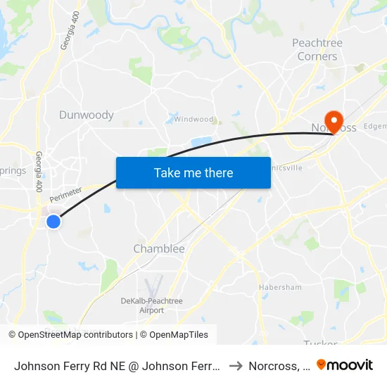Johnson Ferry Rd NE @ Johnson Ferry Pkwy to Norcross, GA map