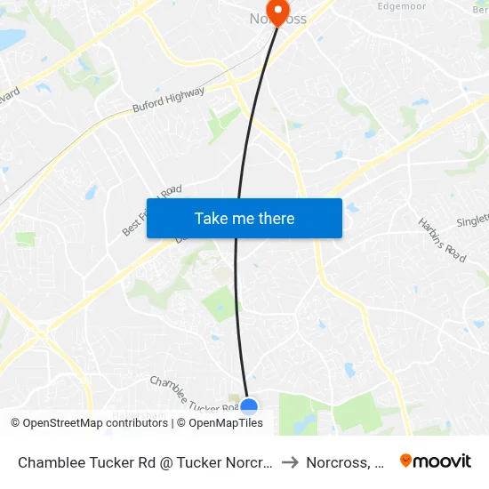 Chamblee Tucker Rd @ Tucker Norcros to Norcross, GA map