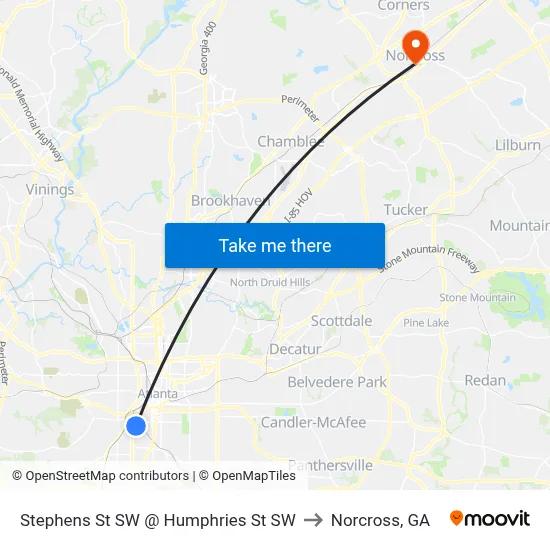Stephens St SW @ Humphries St SW to Norcross, GA map
