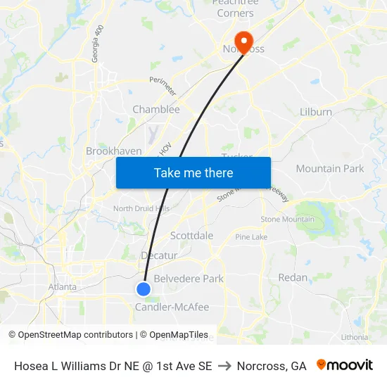 Hosea L Williams Dr NE @ 1st Ave SE to Norcross, GA map