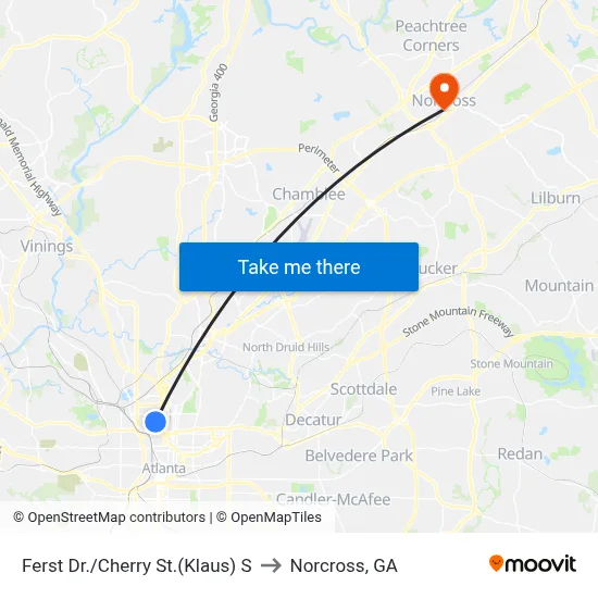 Ferst Dr./Cherry St.(Klaus) S to Norcross, GA map