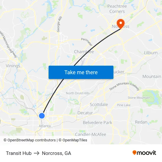 Transit Hub to Norcross, GA map