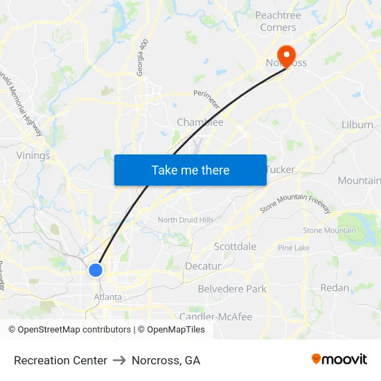 Recreation Center to Norcross, GA map
