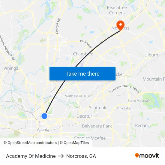 Academy Of Medicine to Norcross, GA map