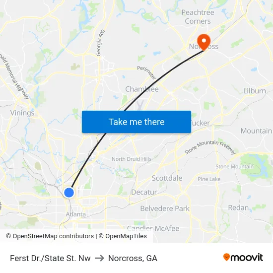 Ferst Dr./State St. Nw to Norcross, GA map