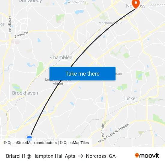 Briarcliff @ Hampton Hall Apts to Norcross, GA map