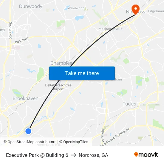 Executive Park @ Building 6 to Norcross, GA map