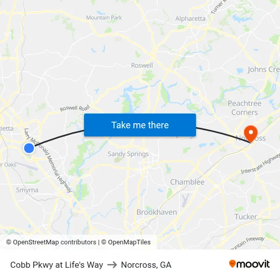 Cobb Pkwy at Life's Way to Norcross, GA map