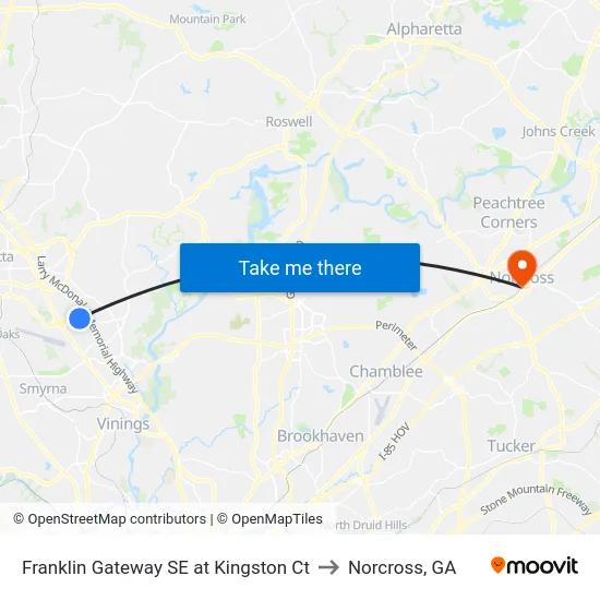 Franklin Gateway SE at Kingston Ct to Norcross, GA map
