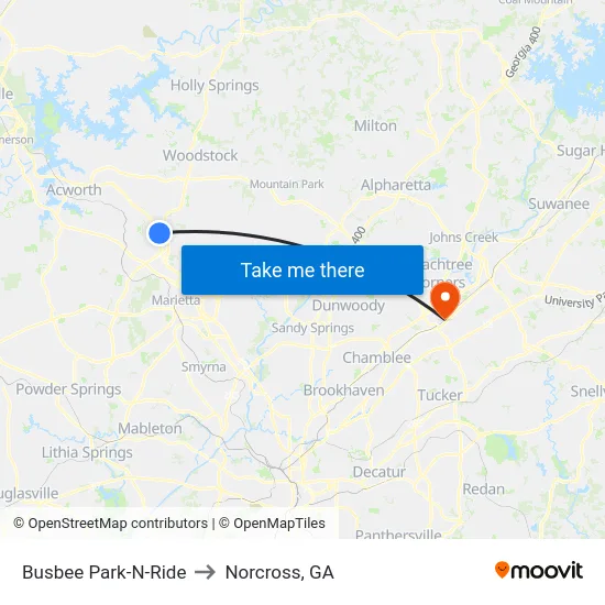 Busbee Park-N-Ride to Norcross, GA map