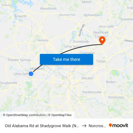 Old Alabama Rd at Shadygrove Walk (Not 25 Timepoin to Norcross, GA map