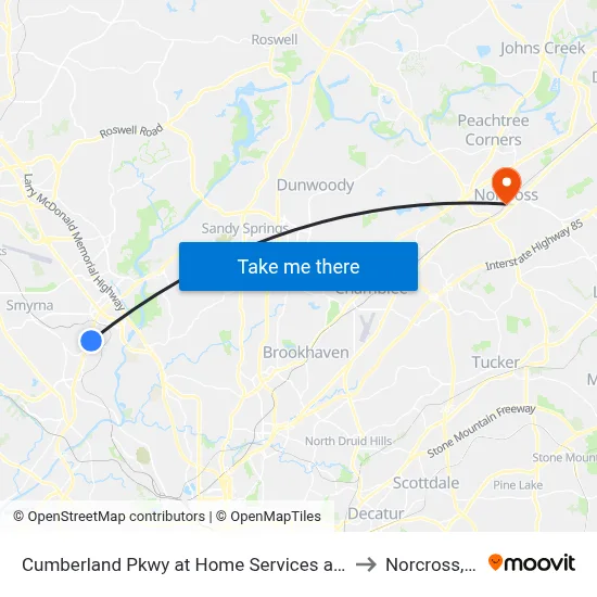 Cumberland Pkwy at Home Services at Home to Norcross, GA map