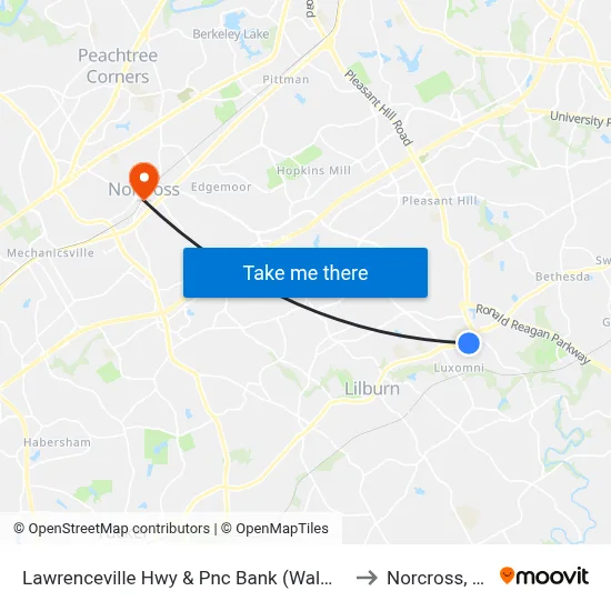 Lawrenceville Hwy & Pnc Bank (Walmart) to Norcross, GA map
