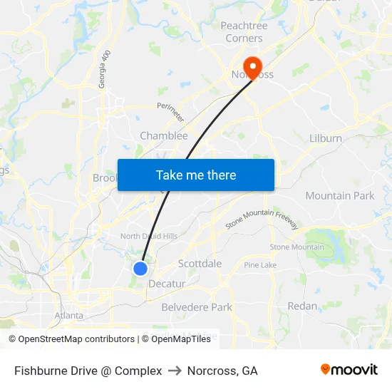 Fishburne Drive @ Complex to Norcross, GA map