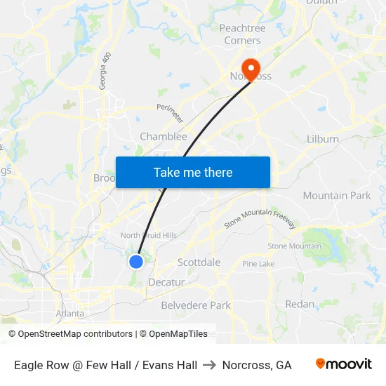 Eagle Row @ Few Hall / Evans Hall to Norcross, GA map