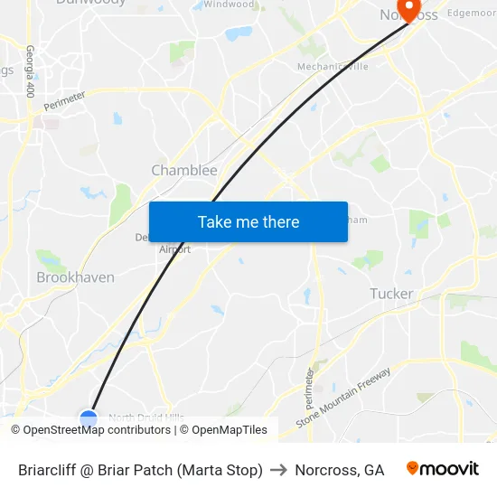 Briarcliff @ Briar Patch (Marta Stop) to Norcross, GA map