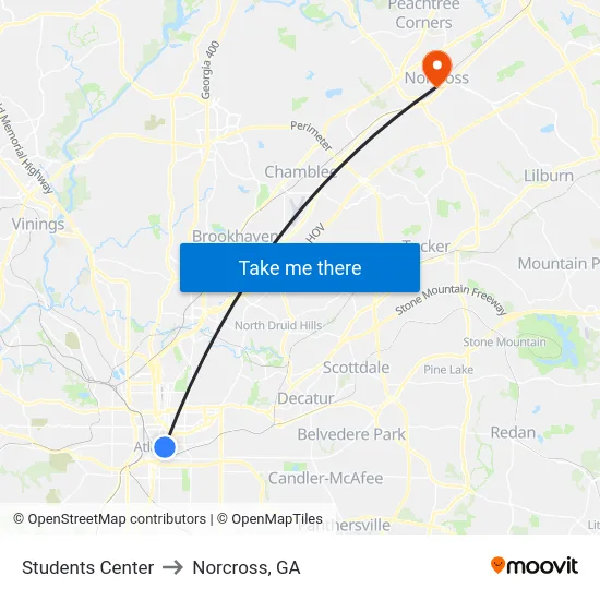 Students Center to Norcross, GA map