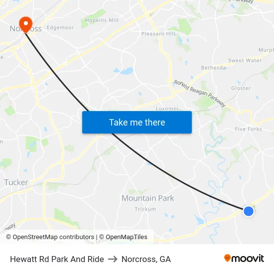 Hewatt Rd Park And Ride to Norcross, GA map