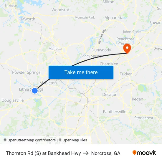 Thornton Rd (S) at Bankhead Hwy to Norcross, GA map