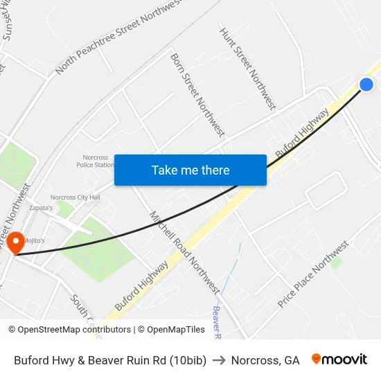 Buford Hwy & Beaver Ruin Rd (10bib) to Norcross, GA map