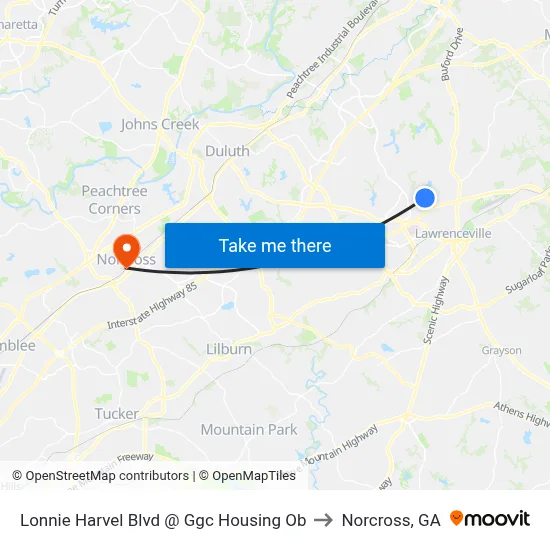 Lonnie Harvel Blvd @ Ggc Housing Ob to Norcross, GA map