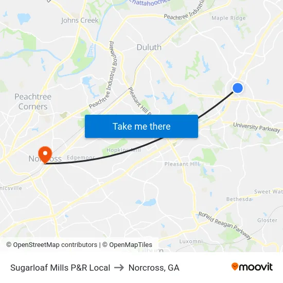Sugarloaf Mills P&R Local to Norcross, GA map
