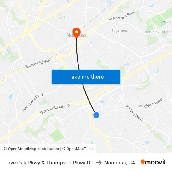 Live Oak Pkwy & Thompson Pkwy Ob to Norcross, GA map