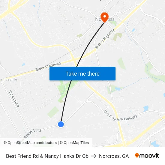 Best Friend Rd & Nancy Hanks Dr Ob to Norcross, GA map