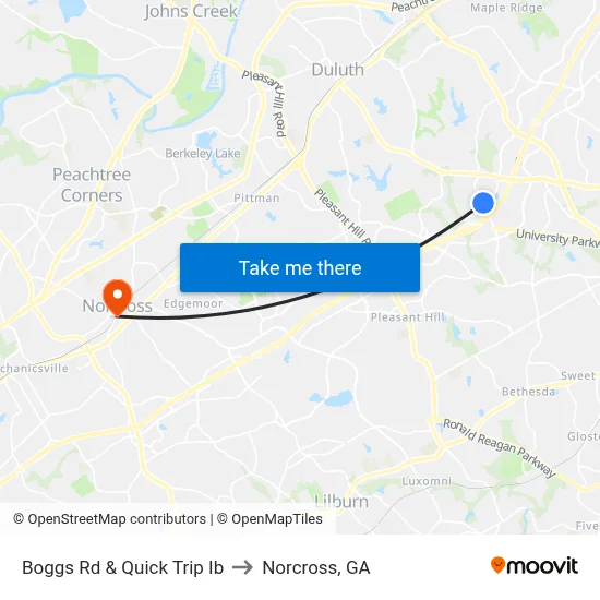 Boggs Rd & Quick Trip Ib to Norcross, GA map