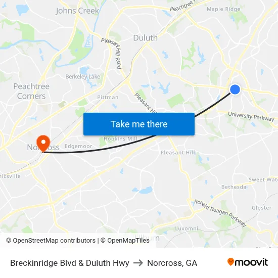 Breckinridge Blvd & Duluth Hwy to Norcross, GA map
