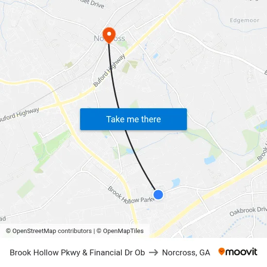 Brook Hollow Pkwy & Financial Dr Ob to Norcross, GA map