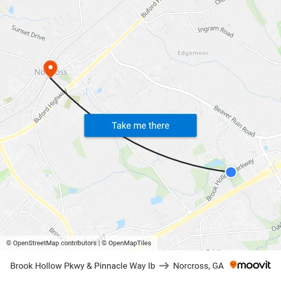 Brook Hollow Pkwy & Pinnacle Way Ib to Norcross, GA map