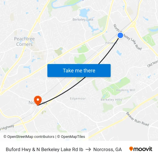 Buford Hwy & N Berkeley Lake Rd Ib to Norcross, GA map