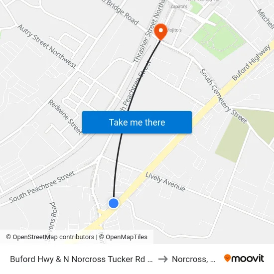 Buford Hwy & N Norcross Tucker Rd Ob to Norcross, GA map