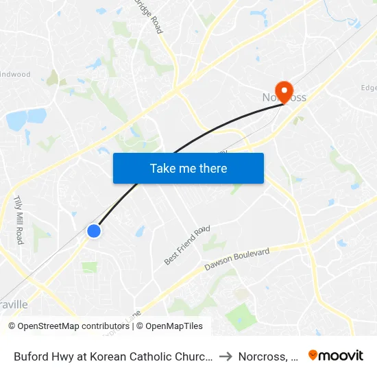 Buford Hwy at Korean Catholic Church Ib to Norcross, GA map