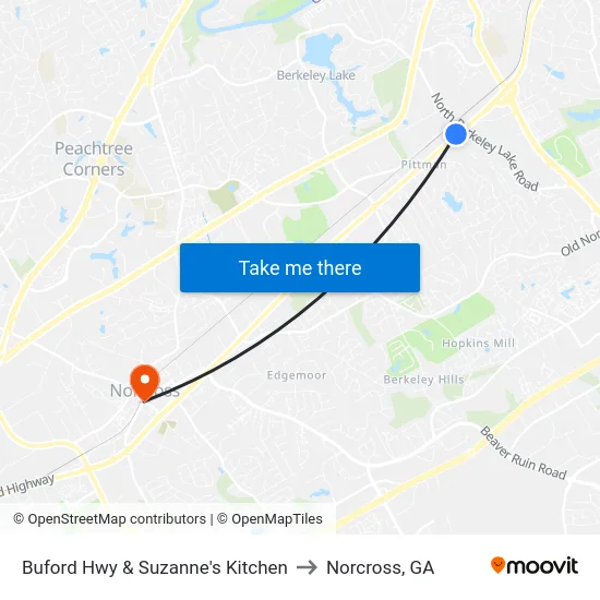 Buford Hwy & Suzanne's Kitchen to Norcross, GA map