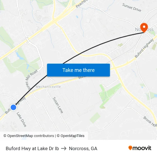 Buford Hwy at Lake Dr Ib to Norcross, GA map
