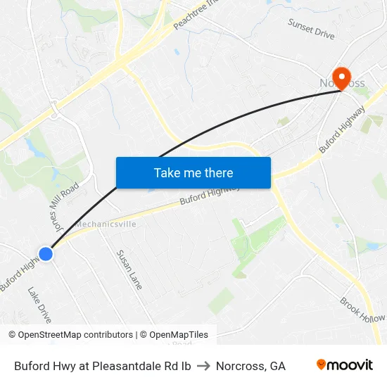 Buford Hwy at Pleasantdale Rd Ib to Norcross, GA map