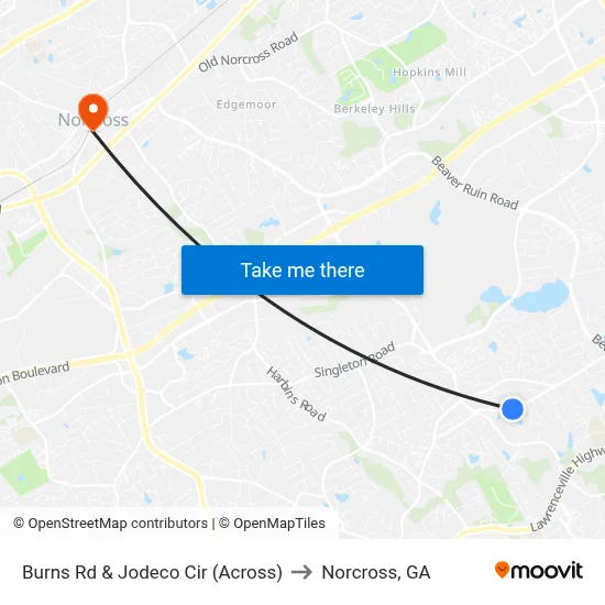 Burns Rd & Jodeco Cir (Across) to Norcross, GA map