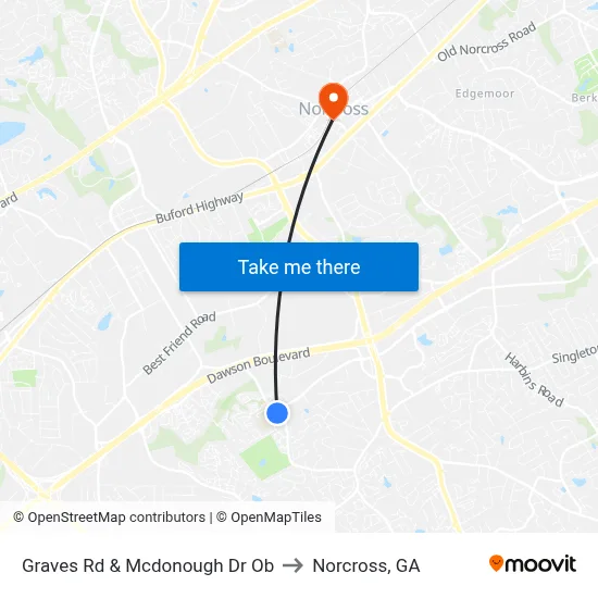 Graves Rd & Mcdonough Dr Ob to Norcross, GA map