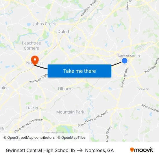 Gwinnett Central High School Ib to Norcross, GA map