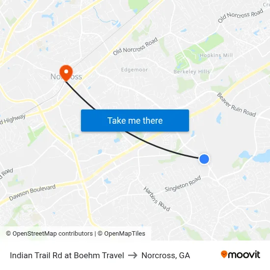 Indian Trail Rd at Boehm Travel to Norcross, GA map